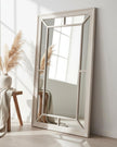 Washed wood framed window mirror from Hill Interiors, featuring a rustic wooden design and reflective glass surface.