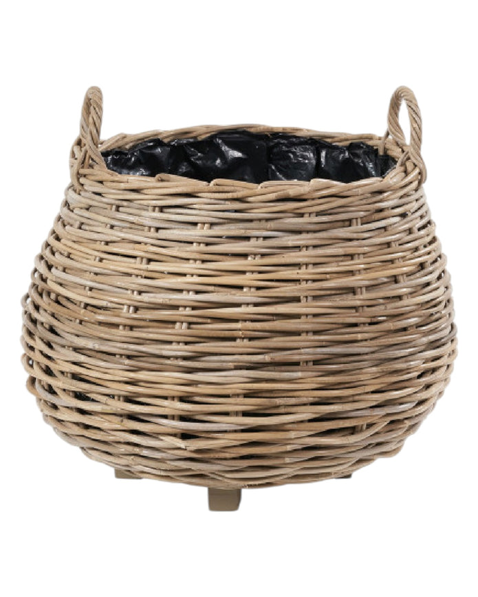 Round rattan Kubu storage baskets with luxury lining, perfect for home decor and organization by Pacific Lifestyle Ltd.