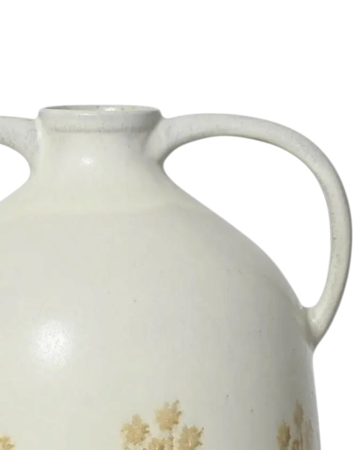 Large white Gainsborough Giftware vase with floral pattern, decorative ceramic vase for flowers or display.