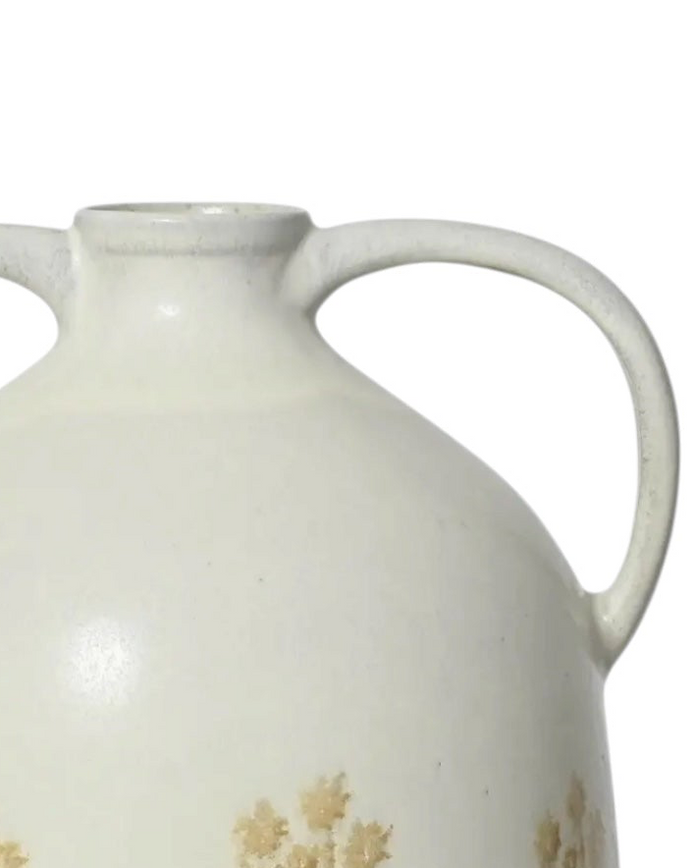 Large white Gainsborough Giftware vase with floral pattern, decorative ceramic vase for flowers or display.