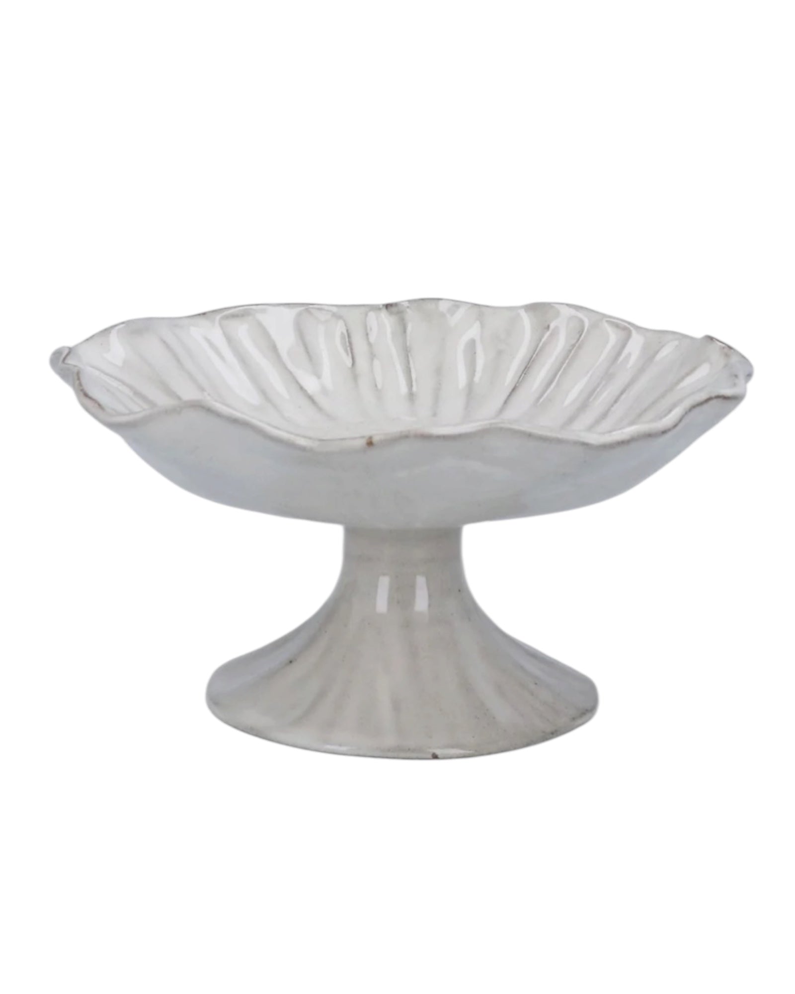 Beige stoneware pinched footed bowl by Gisela Graham, ideal for kitchen and dining use, with a textured, handcrafted appearance.