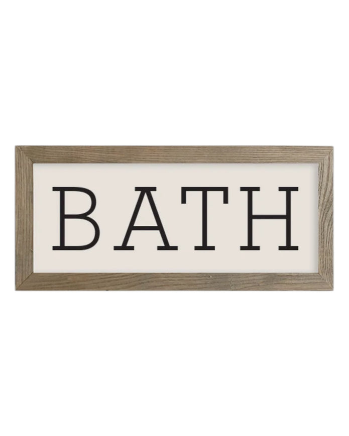 Rustic wooden framed wall art sign reading 