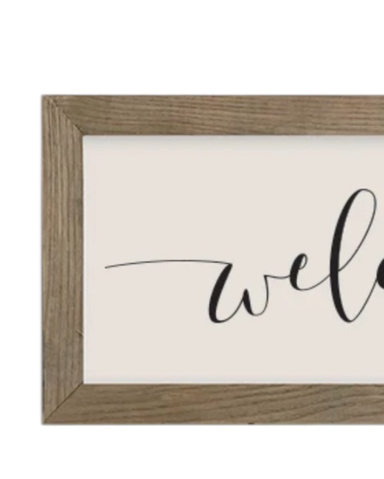 Rustic wooden wall art sign with medium frame displaying 