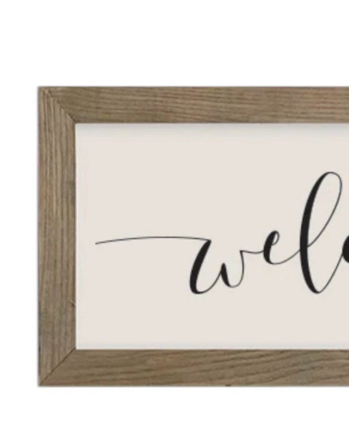 Rustic wooden wall art sign with medium frame displaying 