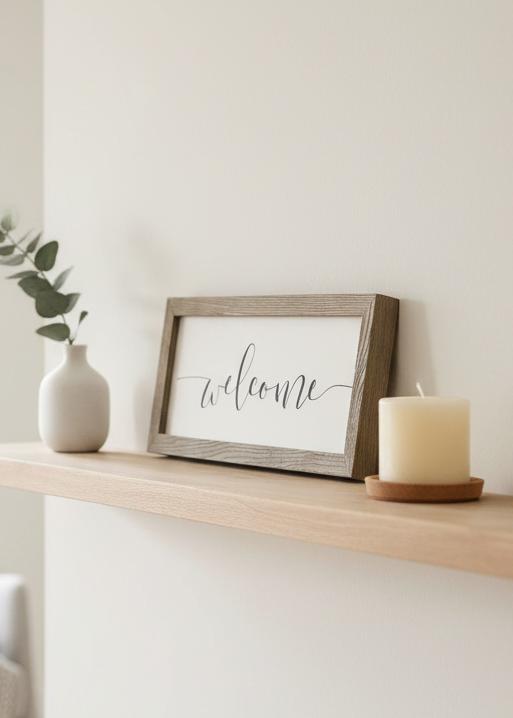 Rustic wooden framed wall art sign by Brayden and Brooks with "Welcome" inscription, suitable for home decor.