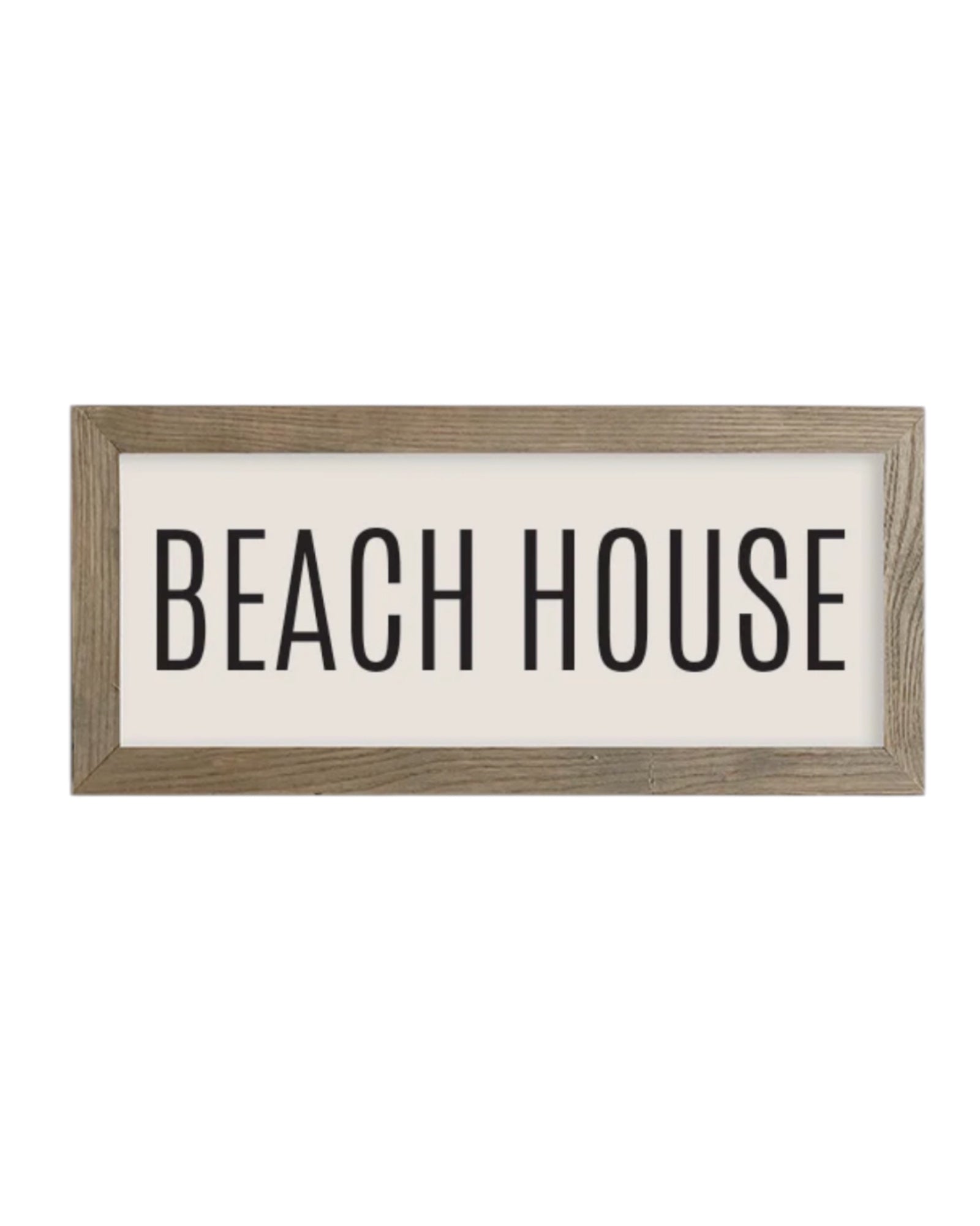 Rustic wooden medium framed beach house wall art sign by Brayden and Brooks, perfect for coastal home decor.