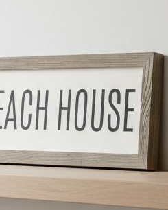 Rustic wooden framed beach house wall art by Brayden and Brooks, featuring a medium-sized sign with weathered, coastal-inspired design.