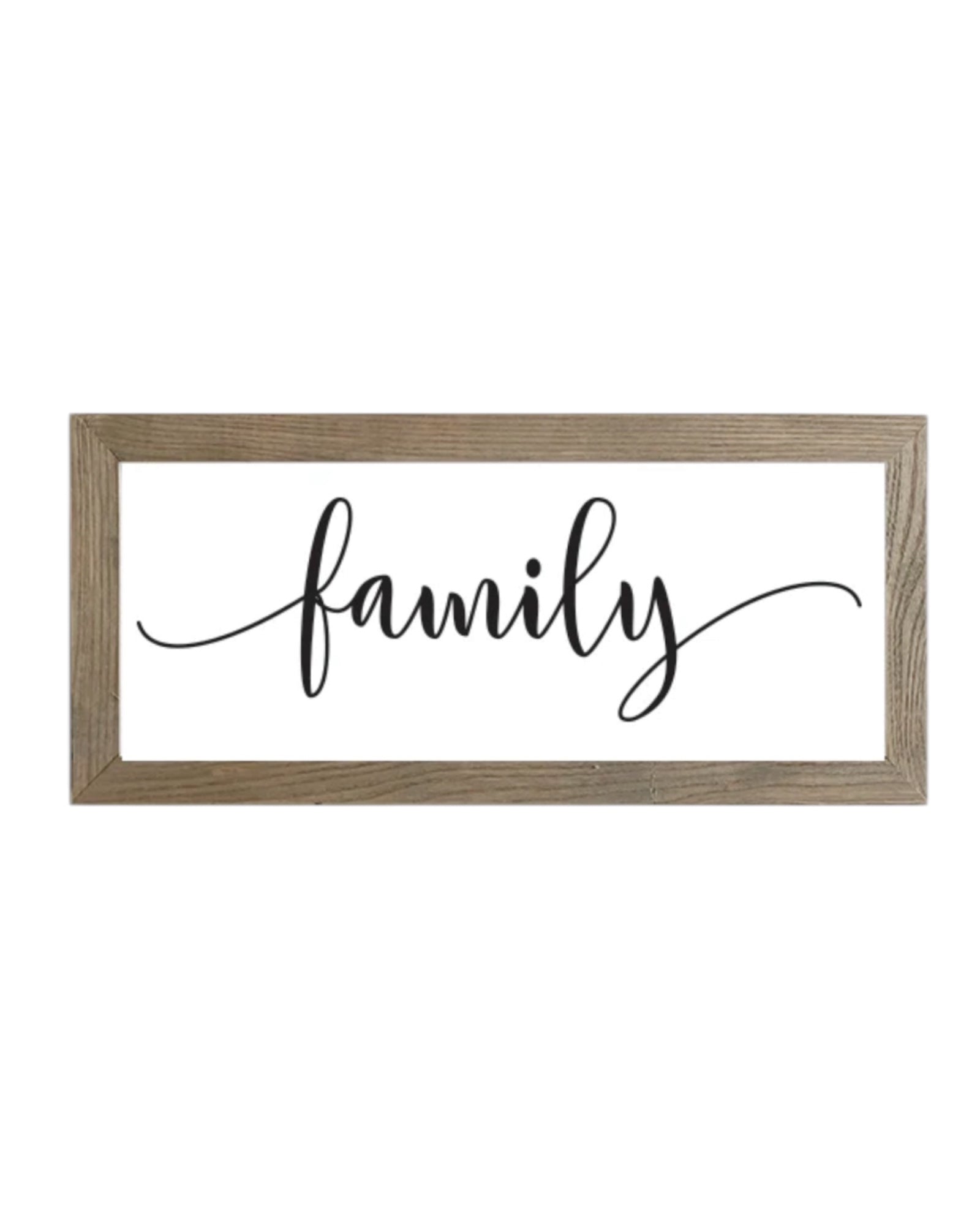 Rustic wooden medium framed family wall art sign by Brayden and Brooks, featuring natural wood finish and decorative lettering.