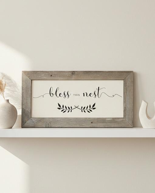 Rustic wooden large framed wall art sign with 