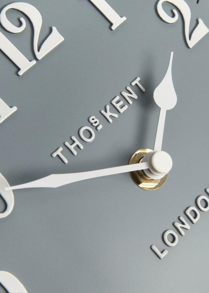 Thomas Kent 6-inch Arabic mantle clock in flax blue with a classic clock face and elegant design, perfect for mantel decor.