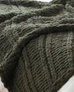 Olive green chunky chenille knit throw blanket from Starlight Express, soft and cozy for living room or bedroom decor.