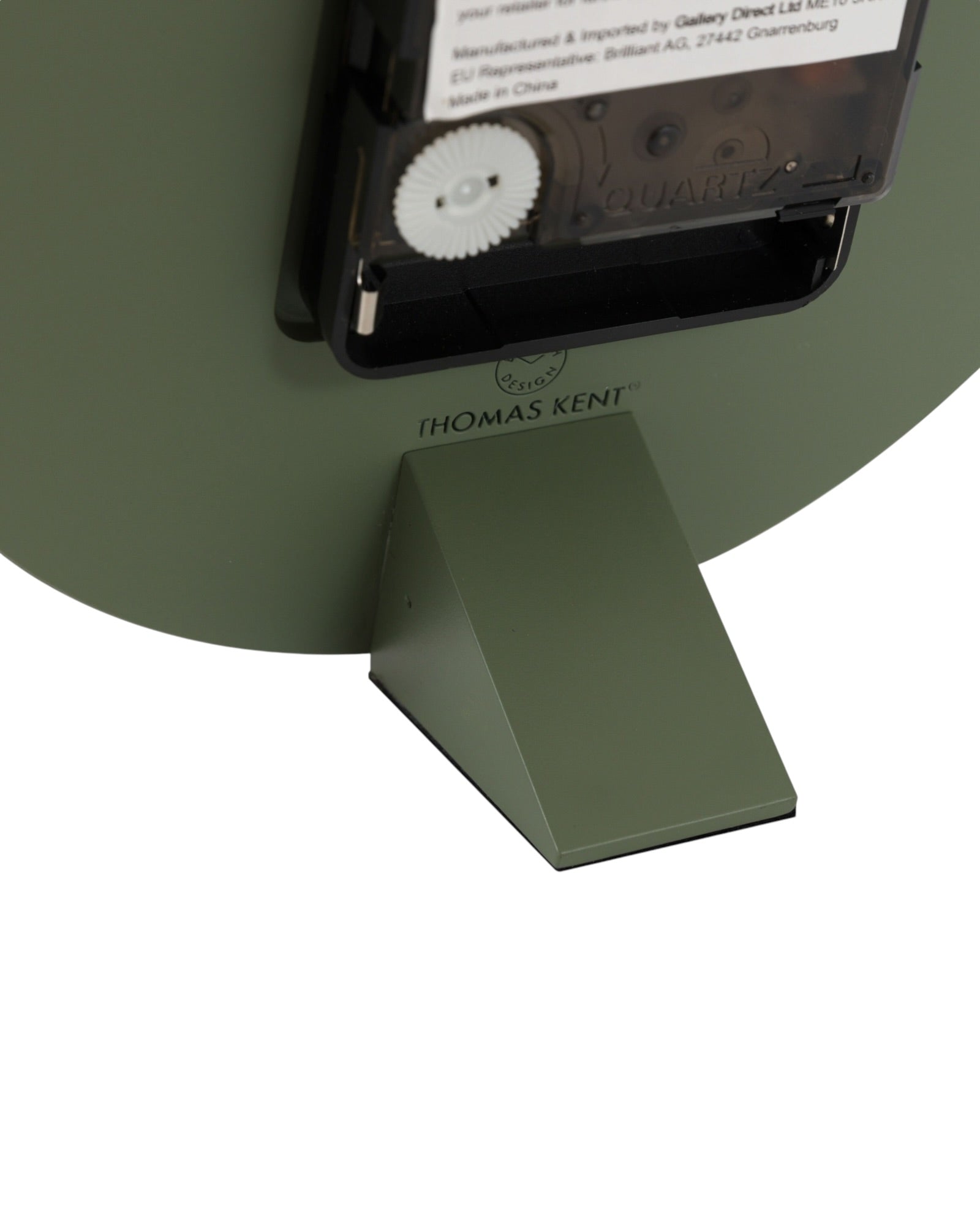 Thomas Kent 6-inch Arabic Mantle Clock in Lichen Green by Gallery Direct, showcasing a stylish vintage-inspired clock with Arabic numerals.