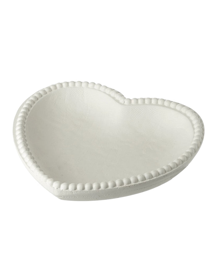 White wooden heart-shaped bobble bowl with smooth finish, designed by Heaven Sends, perfect for decorative or functional use.