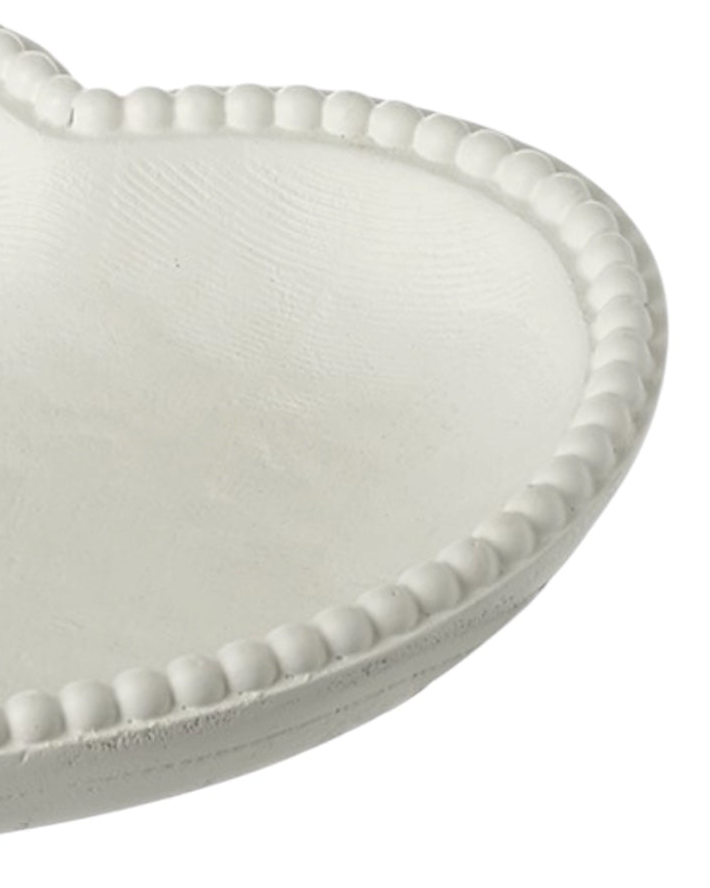 White wooden heart-shaped bobble bowl by Heaven Sends, featuring a smooth finish and decorative heart design.