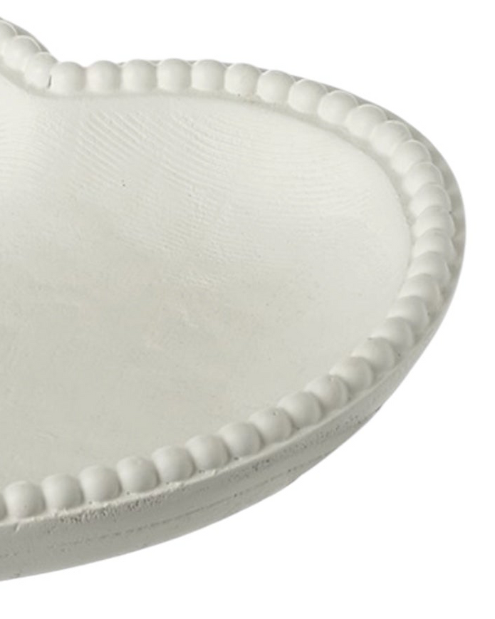White wooden heart-shaped bobble bowl by Heaven Sends, featuring a smooth finish and decorative heart design.