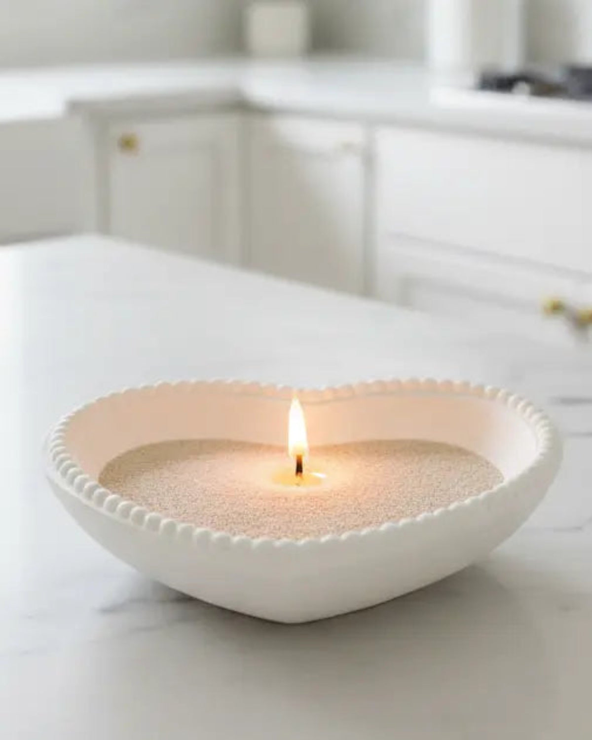White wooden heart-shaped bobble bowl from Heaven Sends, featuring a smooth finish and decorative heart design.