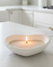 White wooden heart-shaped bobble bowl from Heaven Sends, featuring a smooth finish and decorative heart design.