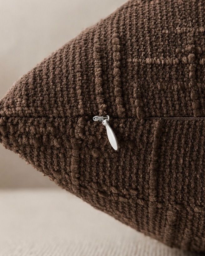 Dark brown chenille rectangle cushion cover from Starlight Express, showcasing soft, plush fabric and elegant design.