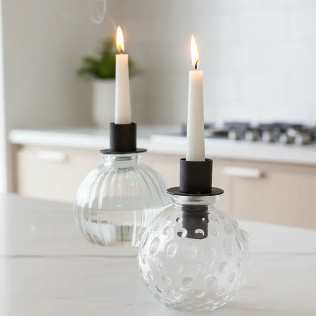 Rustic bottle candle holder insert for home decor by Terrace & Garden Ltd, featuring a vintage-style glass and metal design.