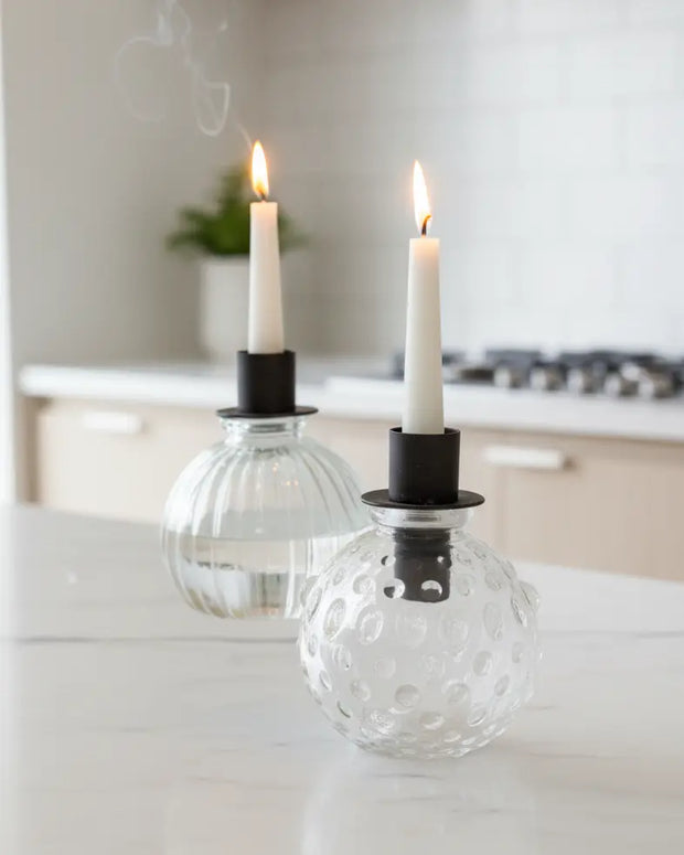 Rustic bottle candle holder insert for home decor by Terrace & Garden Ltd, featuring a vintage-style glass and metal design.
