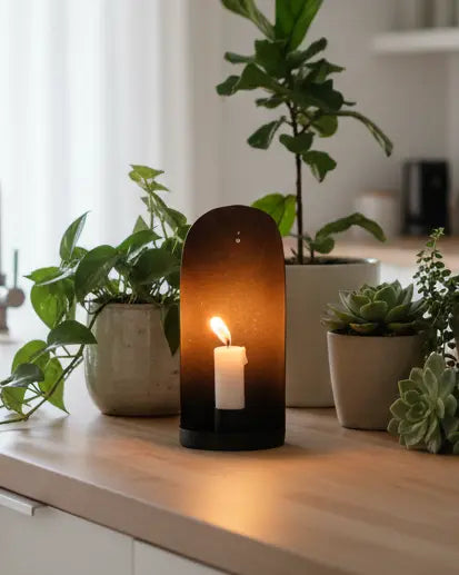 Rustic wall-mounted candle holder for home decor by Terrace & Garden Ltd, showcasing a vintage metal design attached to a wall.