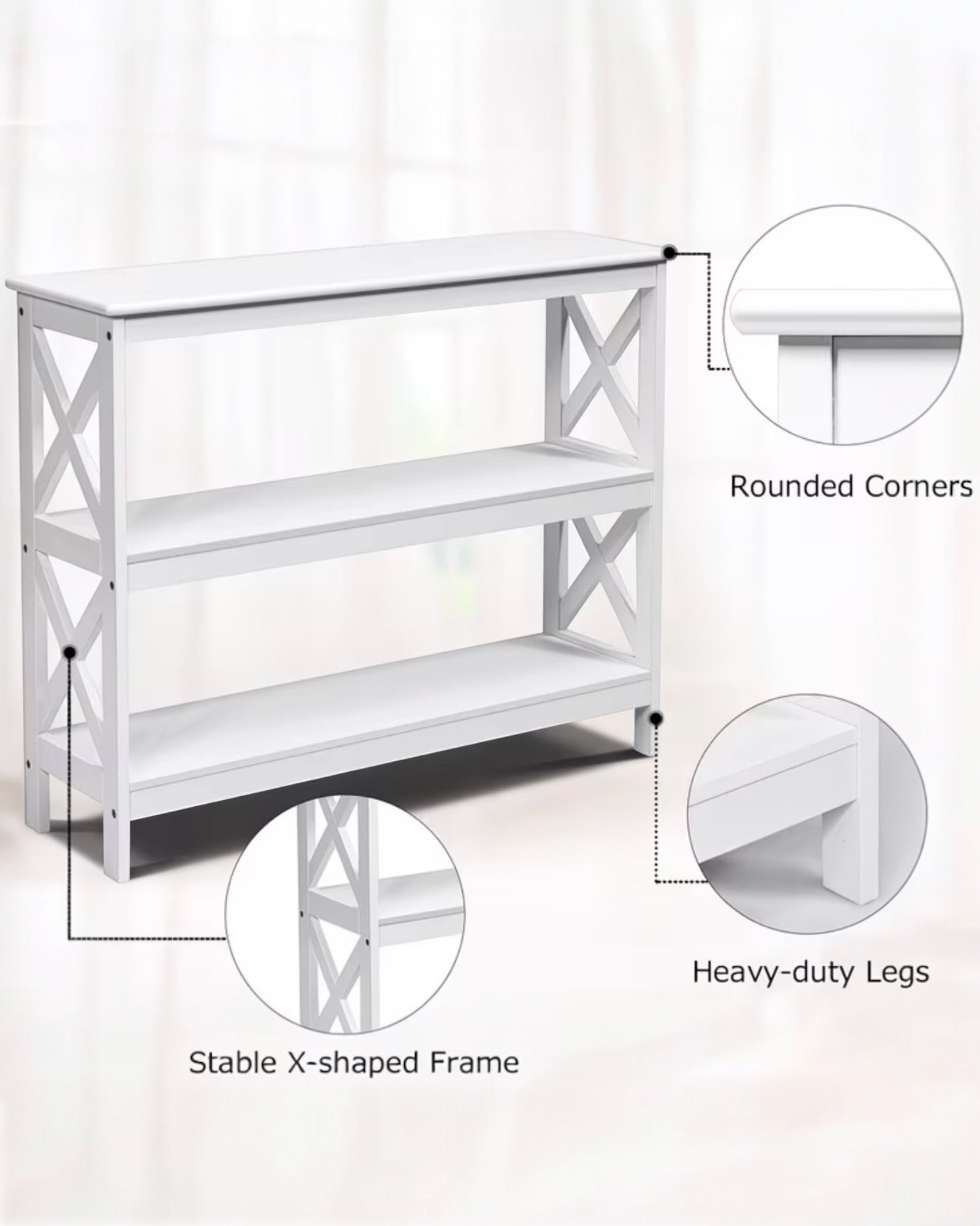 White Medium Wood Console Table