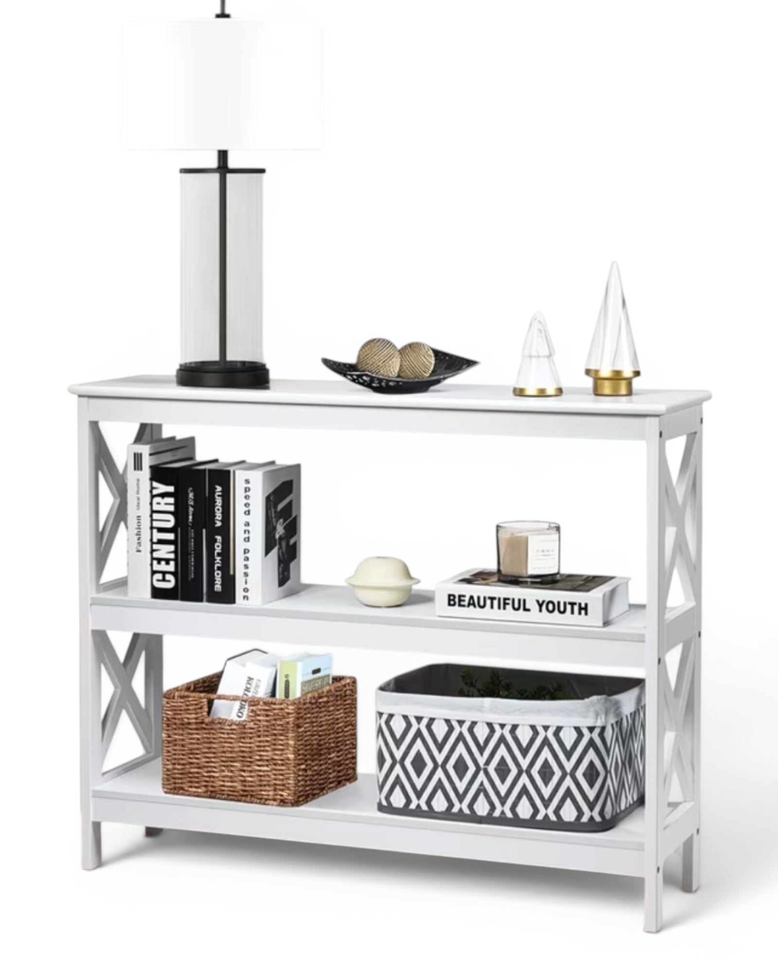 White Medium Wood Console Table