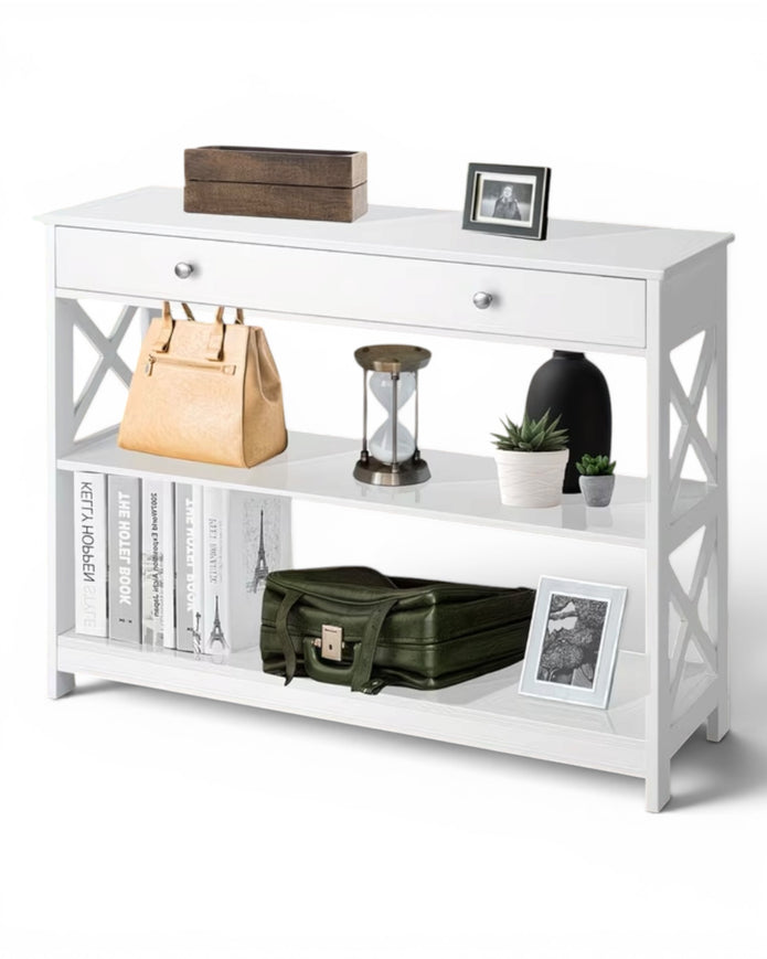 White Medium Wood Console Table