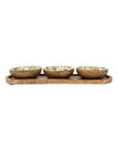 Set of olive-pattern mango wood and melamine dipping bowls for kitchen and dining, featuring stylish, durable designs.