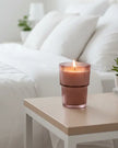 Large ridged glass candle with garden blooms plum scent by Candlelight Products Ltd, showcasing a decorative candle in a textured glass holder