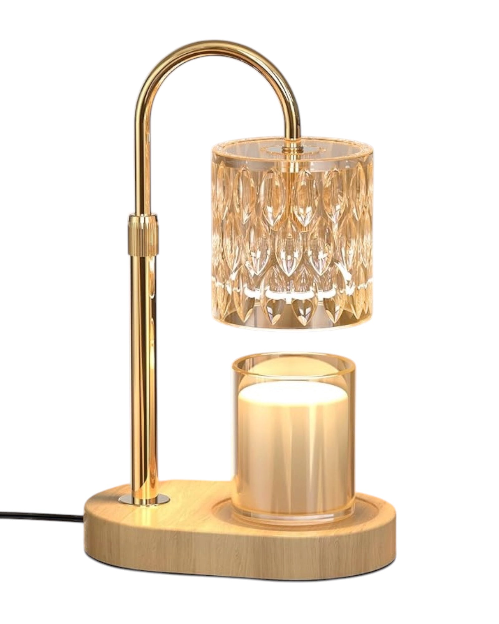 Clear glass candle warmer lamp by Starlight Express, safe flameless lighting with timer, showcasing a sleek glass design.