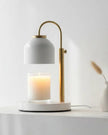 White Candle Warmer Lamp with Shade by Starlight Express, safe flameless lighting fixture with a classic design and fabric shade.