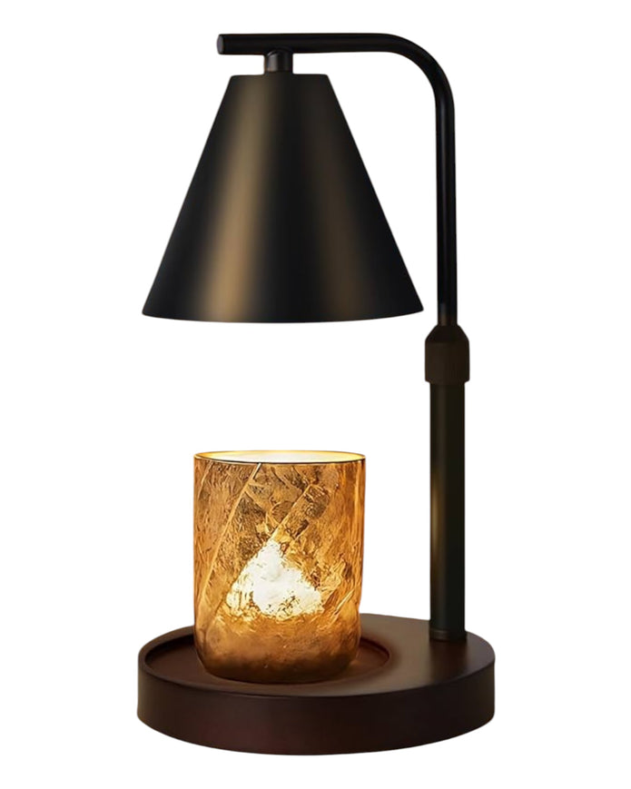 Black candle warmer lamp by Starlight Express, flameless lighting device with a sleek design for safe, cozy illumination.