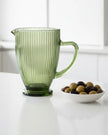 Large green ridged glass jug for kitchen and dining, featuring a textured design from Candlelight Products Ltd.