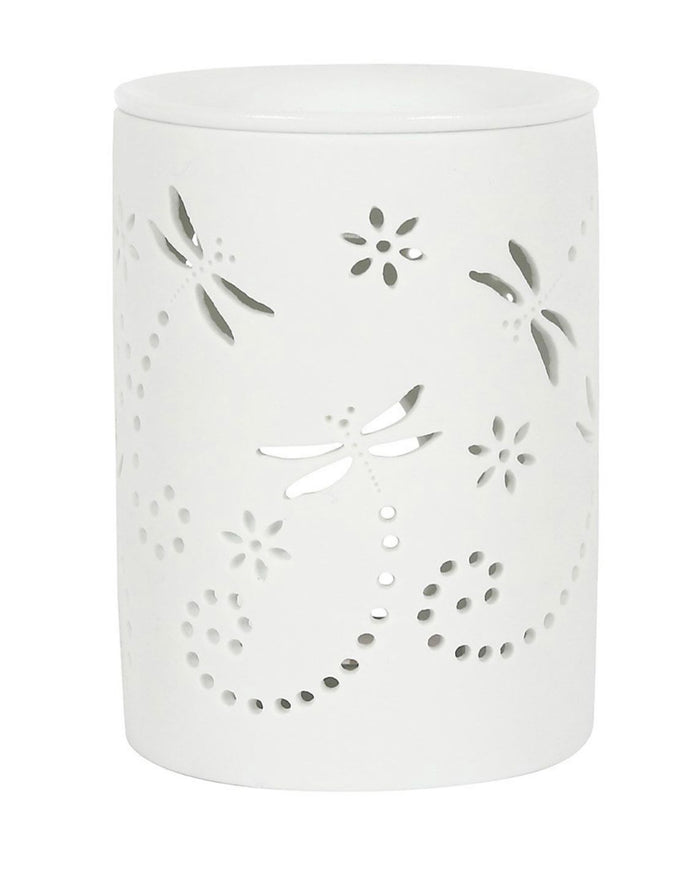 White Ceramic Dragonfly Oil Burner and Wax Warmer
