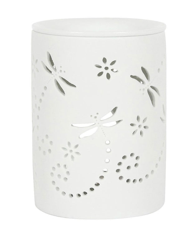 White Ceramic Dragonfly Oil Burner and Wax Warmer