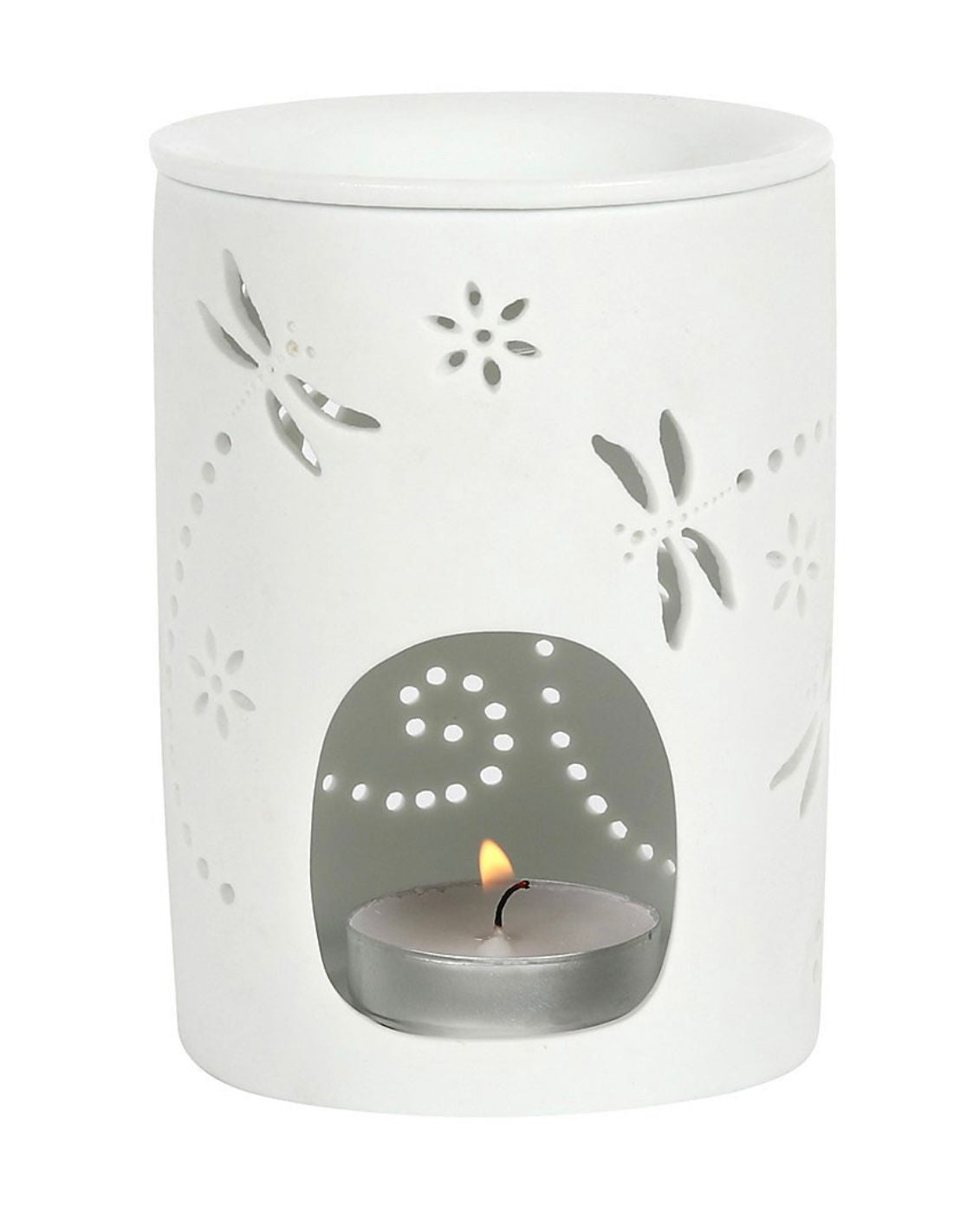 White Ceramic Dragonfly Oil Burner and Wax Warmer