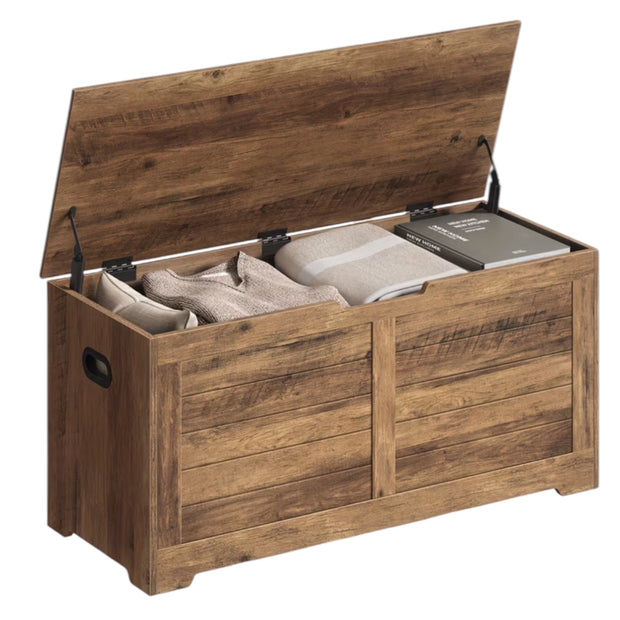 Starlight Express wooden storage trunk with vintage finish, featuring sturdy construction and spacious interior for home organization
