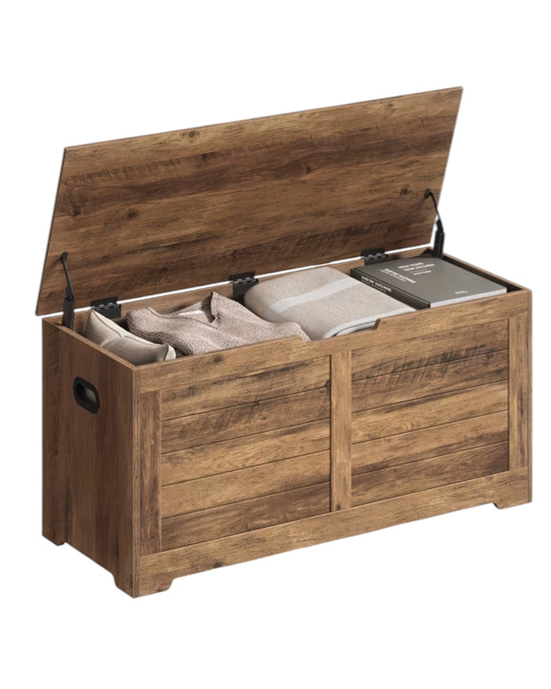 Starlight Express wooden storage trunk with vintage finish, featuring sturdy construction and spacious interior for home organization