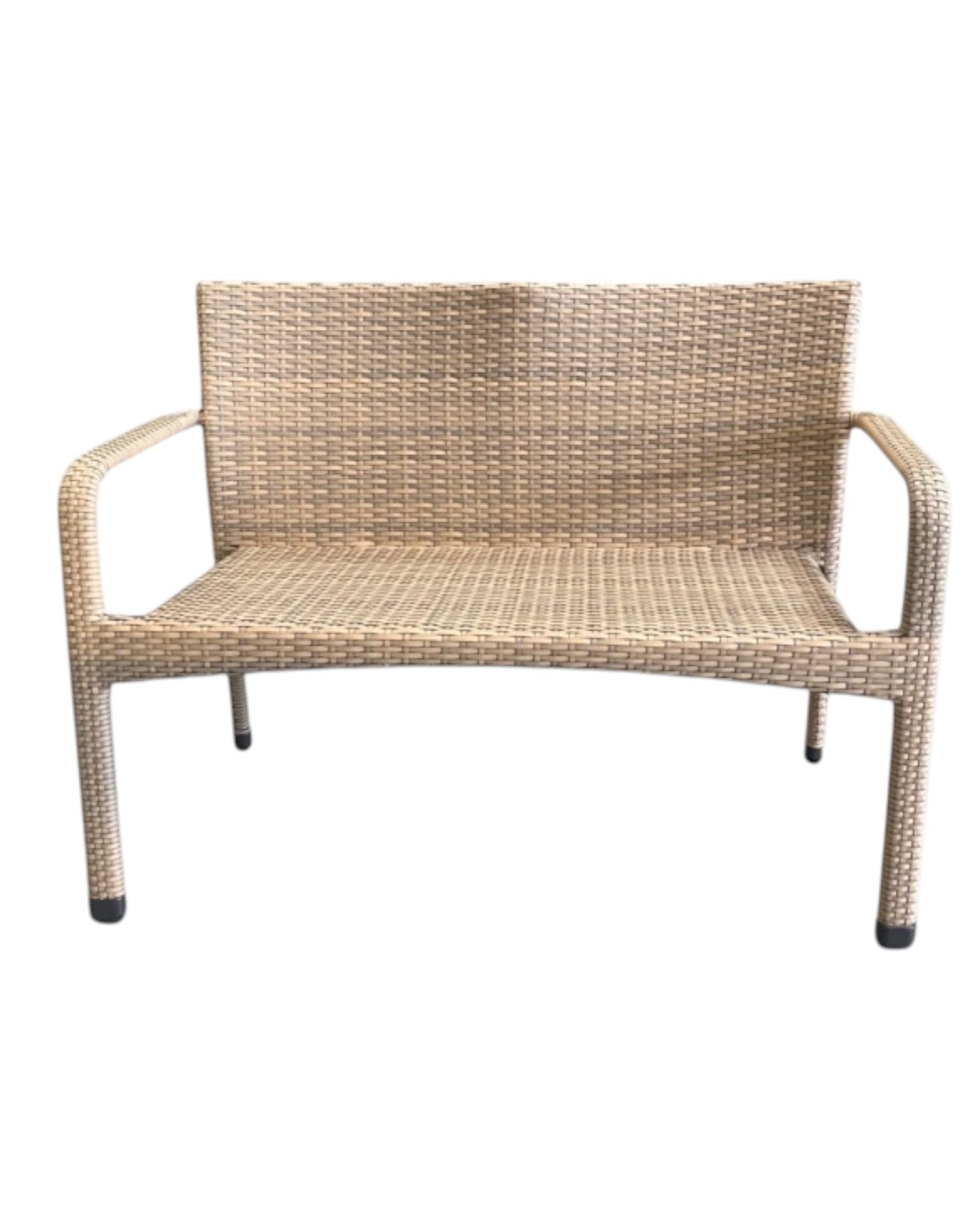 Pacific Lifestyle Ltd rattan bistro garden furniture sofa chair and table set, showing outdoor furniture with woven rattan design