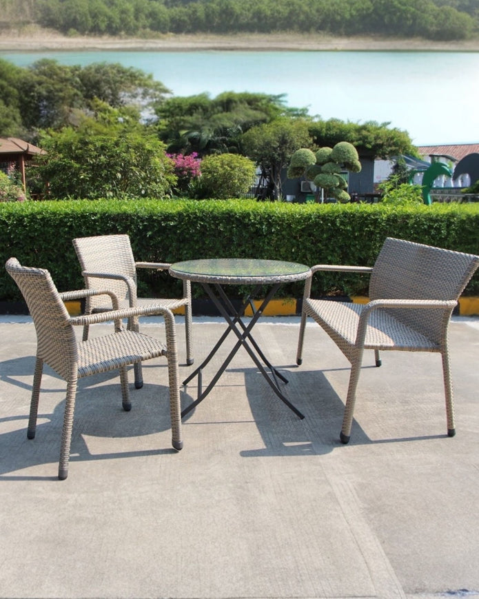 Rattan bistro garden furniture set with sofa chair and table by Pacific Lifestyle Ltd, outdoor patio furniture for garden or balcony.