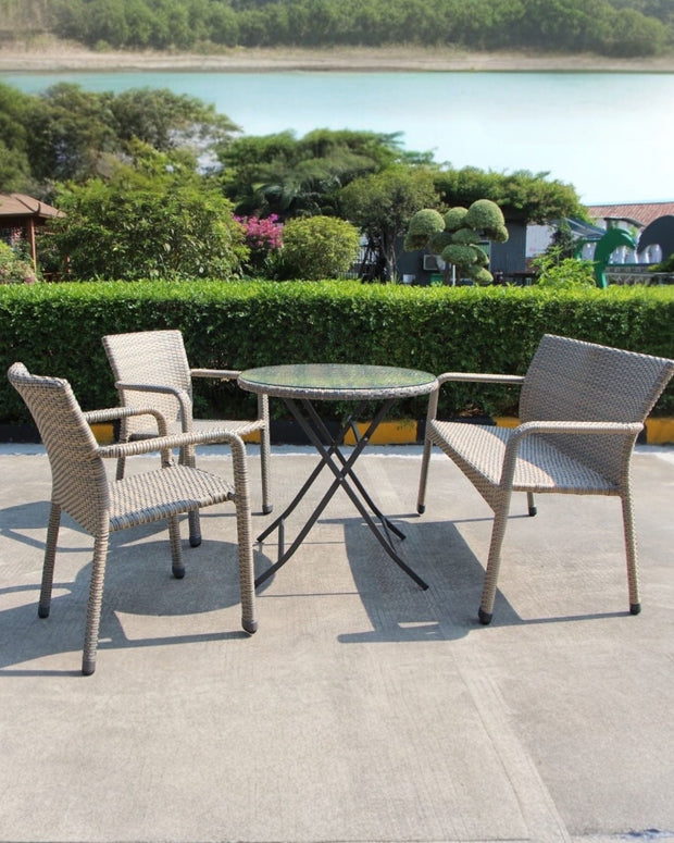 Rattan bistro garden furniture set with sofa chair and table by Pacific Lifestyle Ltd, outdoor patio furniture for garden or balcony.