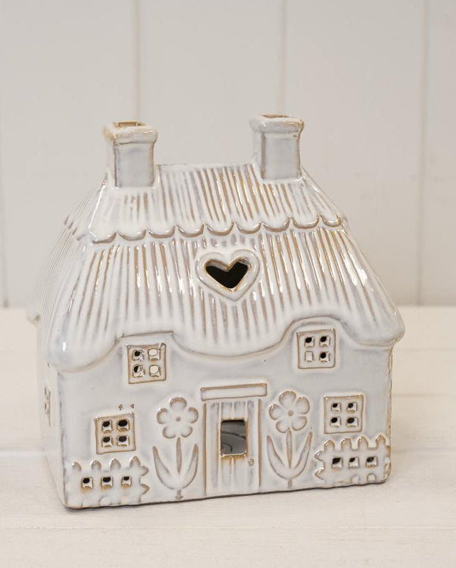 Natural Ceramic Thatch Roof House For Tealight