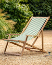 Creta wooden striped garden chair in sage green from Gallery Direct, showcasing a stylish outdoor furniture piece with a slatted design.