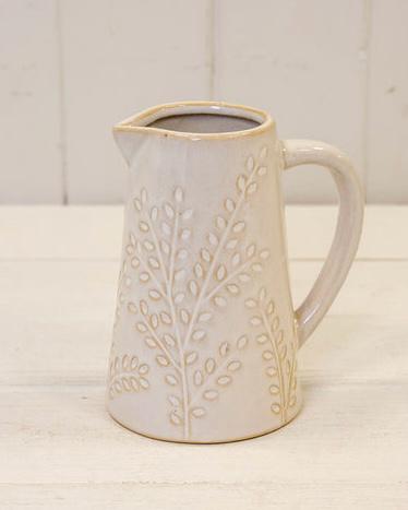 Ceramic Natural Jug With Olive Branch Design