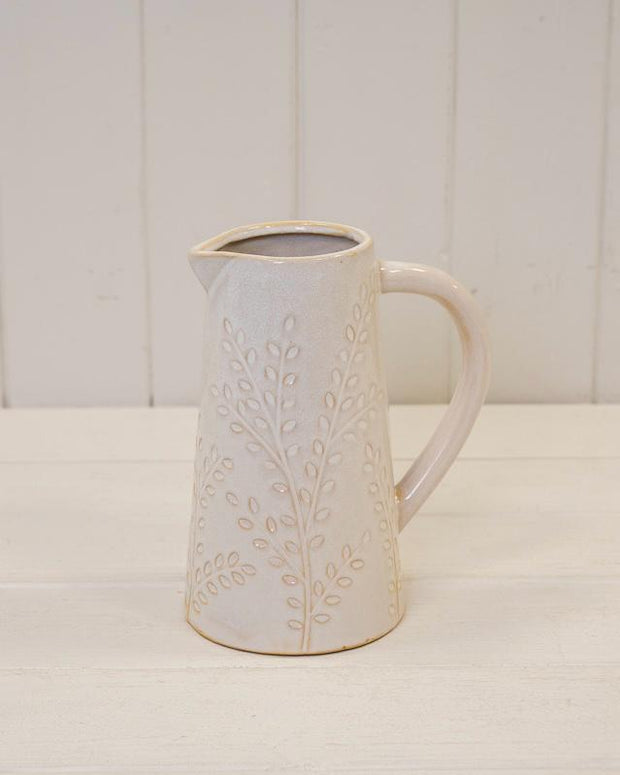 Ceramic Natural Jug With Olive Branch Design