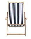 Gallery Direct Creta Wooden Striped Navy Blue Garden Chair showing wooden frame and navy blue striped fabric for outdoor seating.