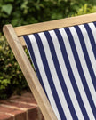 Creta wooden stripped navy blue garden chair from Gallery Direct, featuring a stylish, comfortable outdoor seating design.