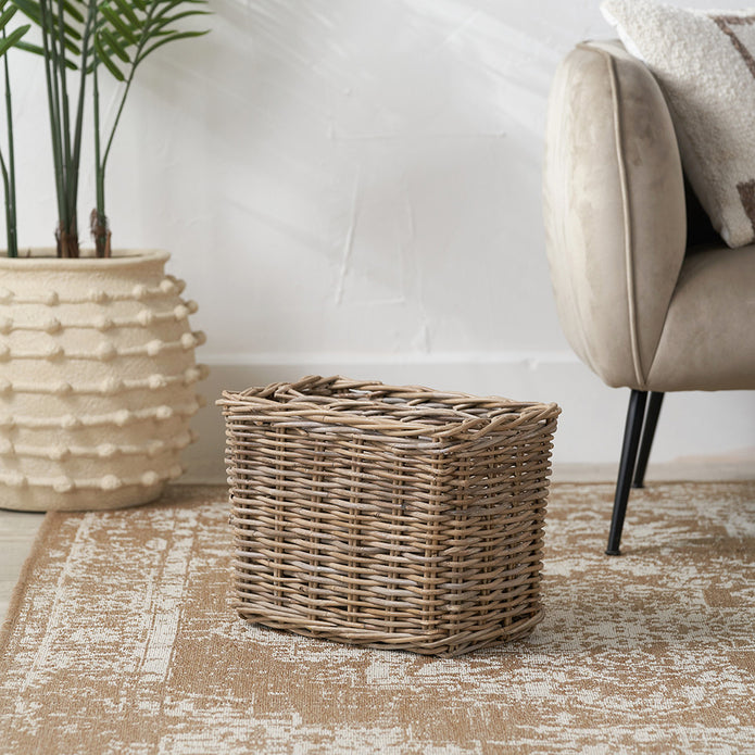 Burley Rattan Round Magazine Rack by Pacific Lifestyle Limited, woven basket design