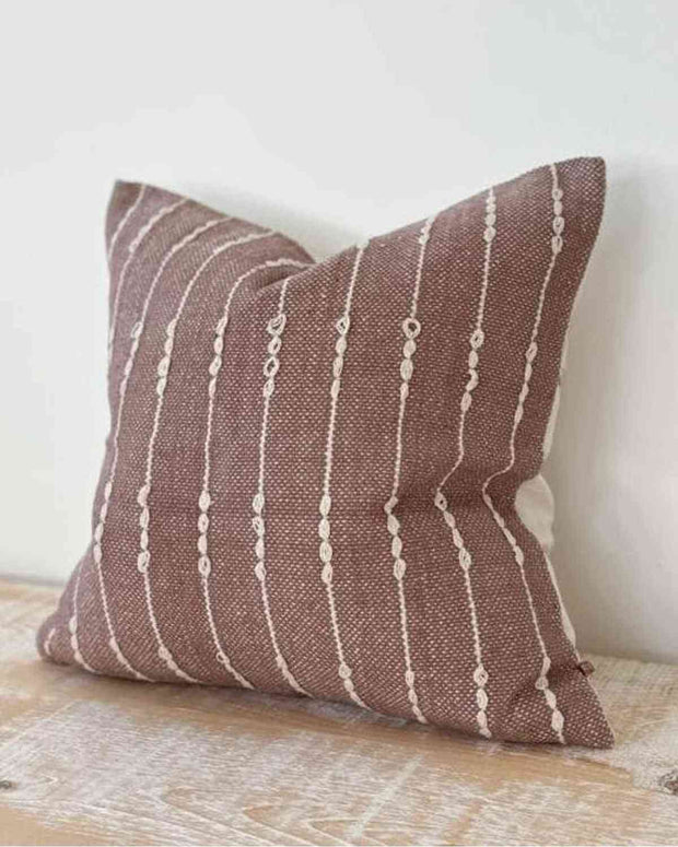 India Luxe Cotton Cushion Cover Plum Stripe
